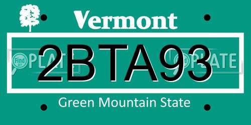 2BTA93 Vermont License Plate