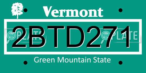 2BTD271 Vermont License Plate