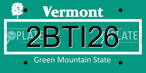 2BTI26 Vermont License Plate