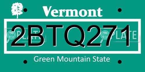 2BTQ271 Vermont License Plate