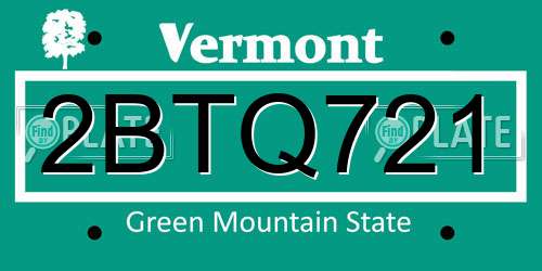 2BTQ721 Vermont License Plate