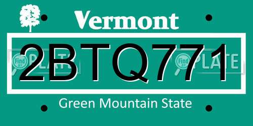 2BTQ771 Vermont License Plate