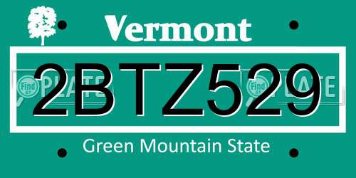 2BTZ529 Vermont License Plate