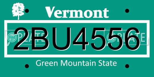 2BU4556 Vermont License Plate