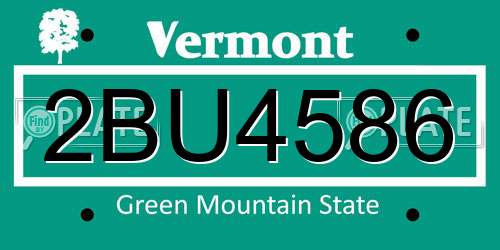 2BU4586 Vermont License Plate