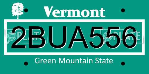 2BUA556 Vermont License Plate