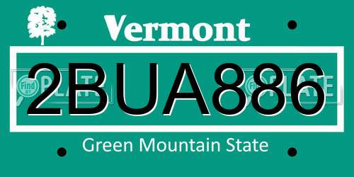 2BUA886 Vermont License Plate
