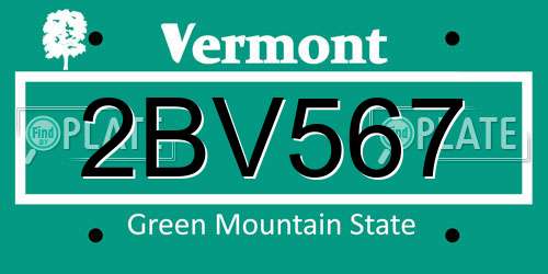 2BV567 Vermont License Plate