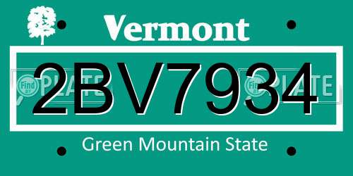 2BV7934 Vermont License Plate