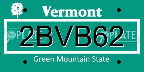 2BVB62 Vermont License Plate