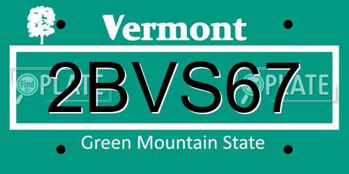 2BVS67 Vermont License Plate
