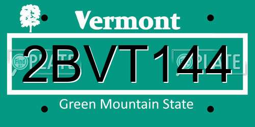 2BVT144 Vermont License Plate