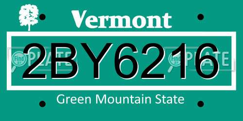 2BY6216 Vermont License Plate