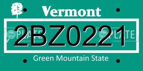 2BZ0221 Vermont License Plate