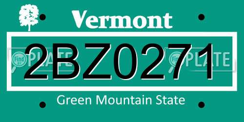 2BZ0271 Vermont License Plate