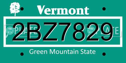 2BZ7829 Vermont License Plate