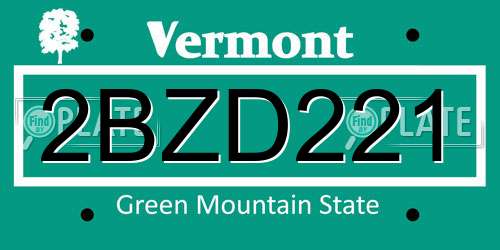 2BZD221 Vermont License Plate