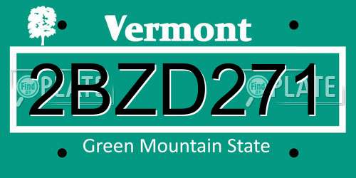2BZD271 Vermont License Plate