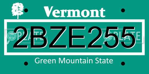 2BZE255 Vermont License Plate