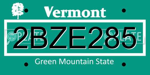 2BZE285 Vermont License Plate