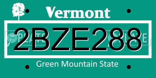 2BZE288 Vermont License Plate