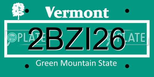 2BZI26 Vermont License Plate