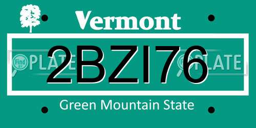 2BZI76 Vermont License Plate