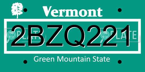 2BZQ221 Vermont License Plate