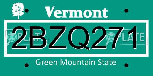 2BZQ271 Vermont License Plate