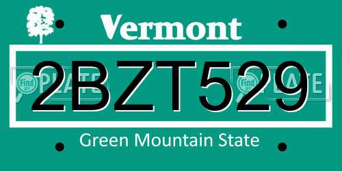 2BZT529 Vermont License Plate