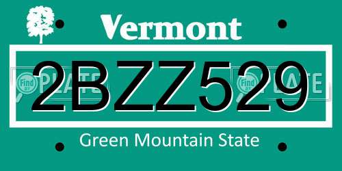 2BZZ529 Vermont License Plate