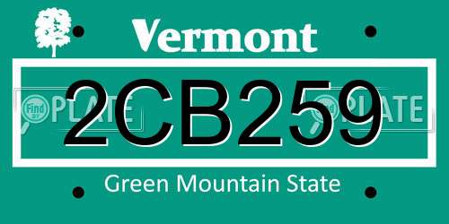 2CB259 Vermont License Plate