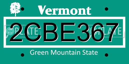 2CBE367 Vermont License Plate