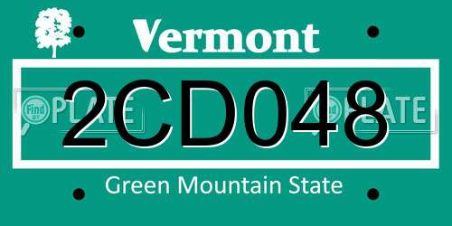 2CD048 Vermont License Plate