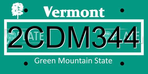 2CDM344 Vermont License Plate