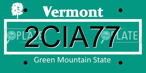 2CIA77 Vermont License Plate