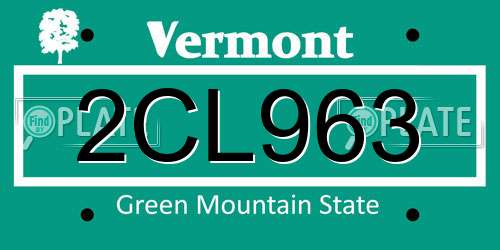 2CL963 Vermont License Plate