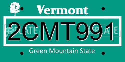 2CMT991 Vermont License Plate