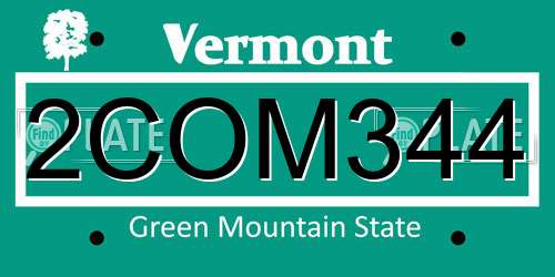2COM344 Vermont License Plate