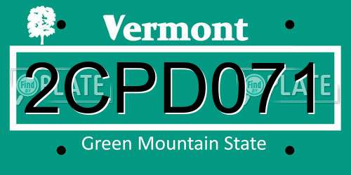 2CPD071 Vermont License Plate