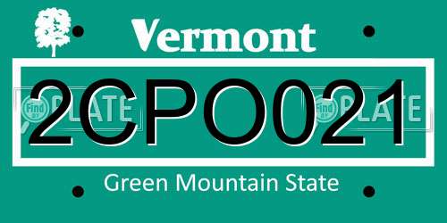 2CPO021 Vermont License Plate