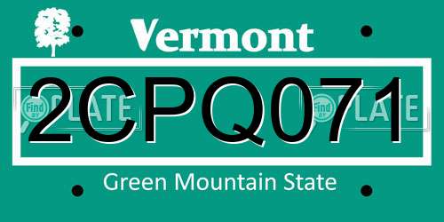 2CPQ071 Vermont License Plate
