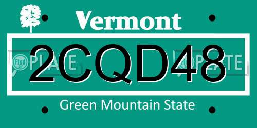 2CQD48 Vermont License Plate