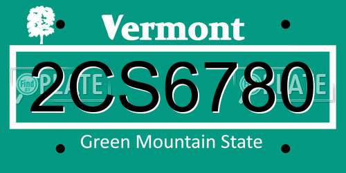 2CS6780 Vermont License Plate