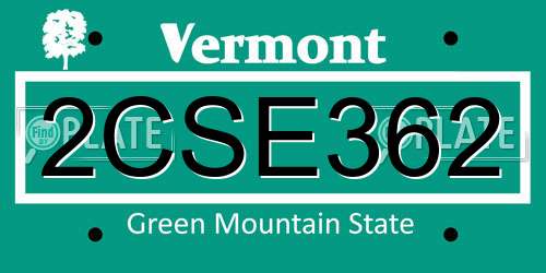 2CSE362 Vermont License Plate