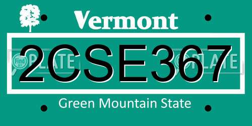 2CSE367 Vermont License Plate