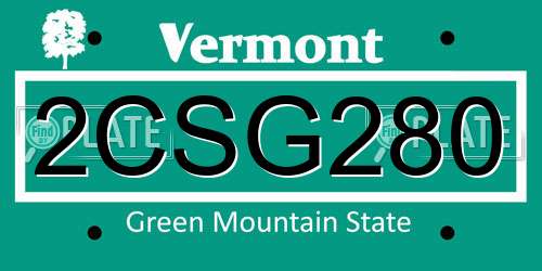 2CSG280 Vermont License Plate