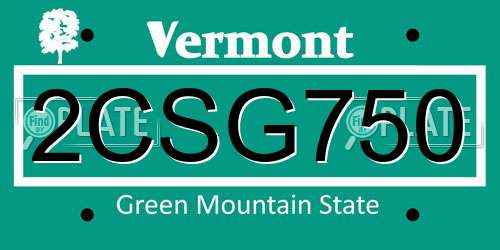 2CSG750 Vermont License Plate
