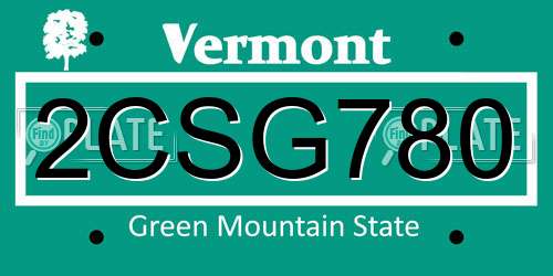 2CSG780 Vermont License Plate
