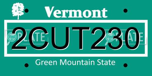 2CUT230 Vermont License Plate